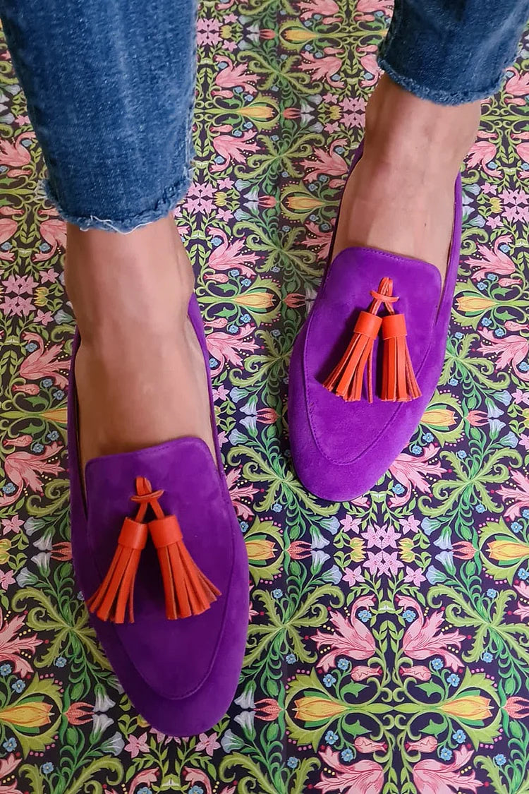 Paarse Loafers met Kwastjes