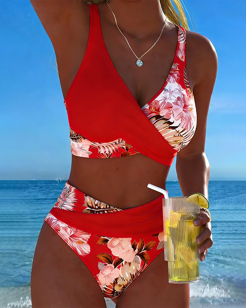 Bikini met Contrasterende Bloemenprint