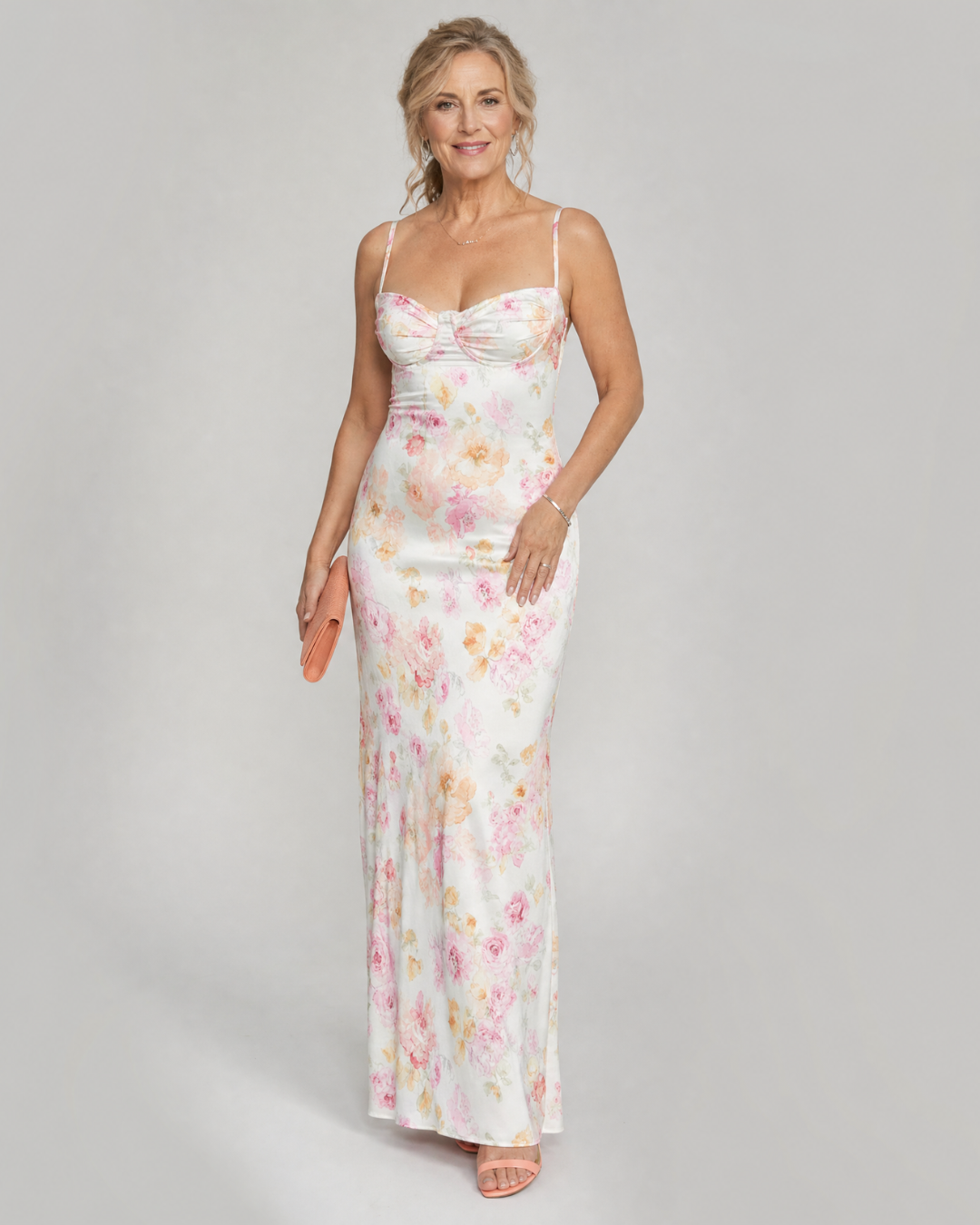 Colia | Zachte Bloemen Strapless Bodycon Maxi Jurk