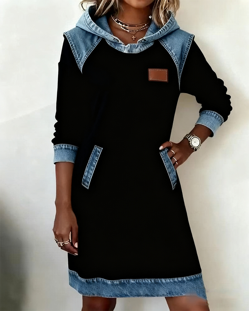 Hoodiejurk met contrasterende details