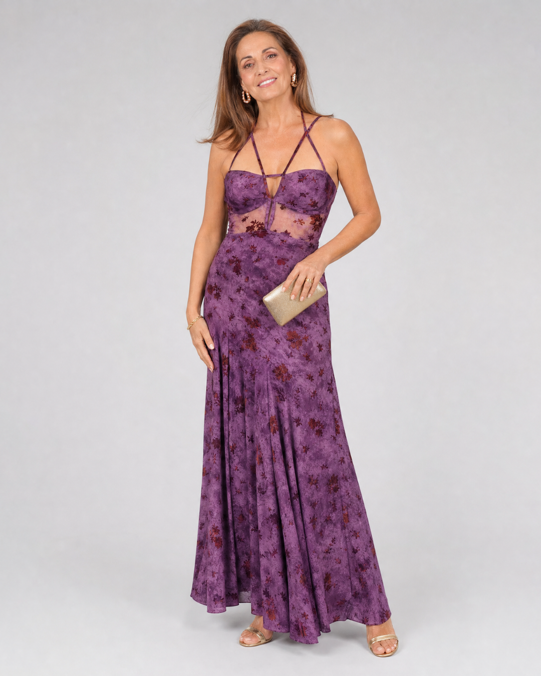 Seque | Bloemenprint Strapless Mouwloze Midi Jurk