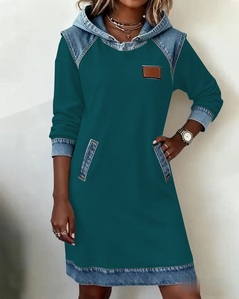 Hoodiejurk met contrasterende details