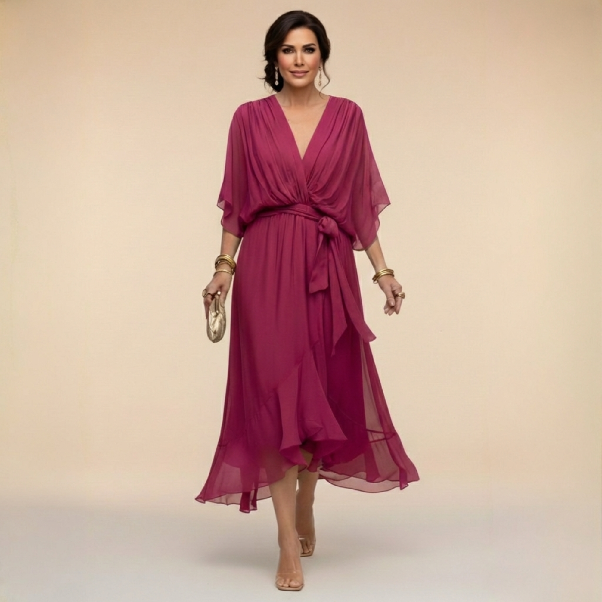 MARTA™ | CHIFFON JURK MET V-HALS