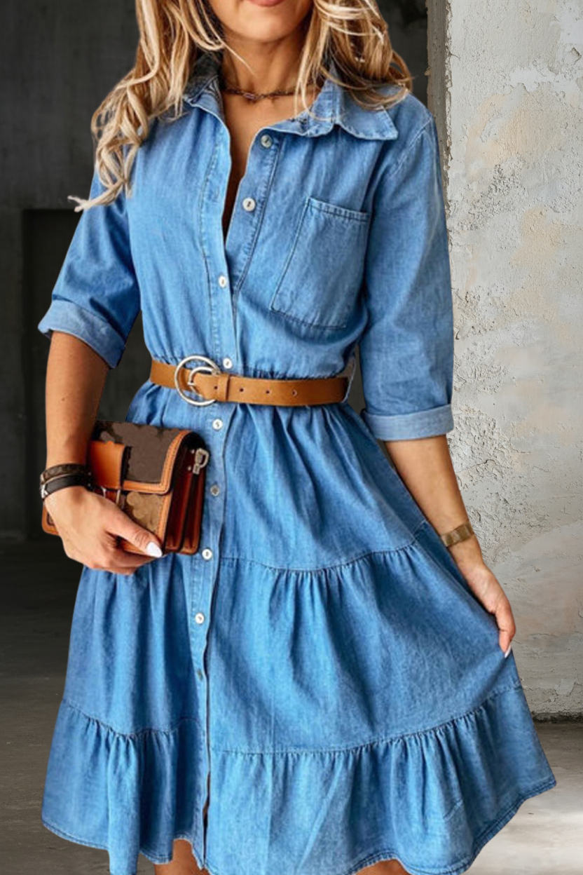 Barbara | Casual Elegante Denim Jurk