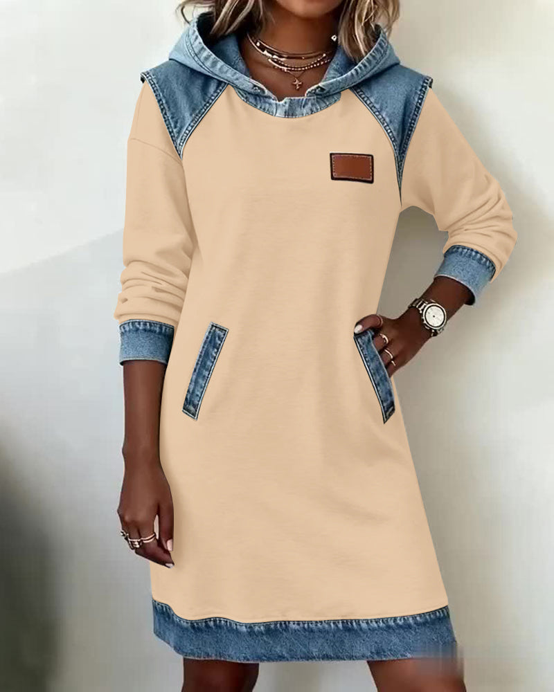 Hoodiejurk met contrasterende details