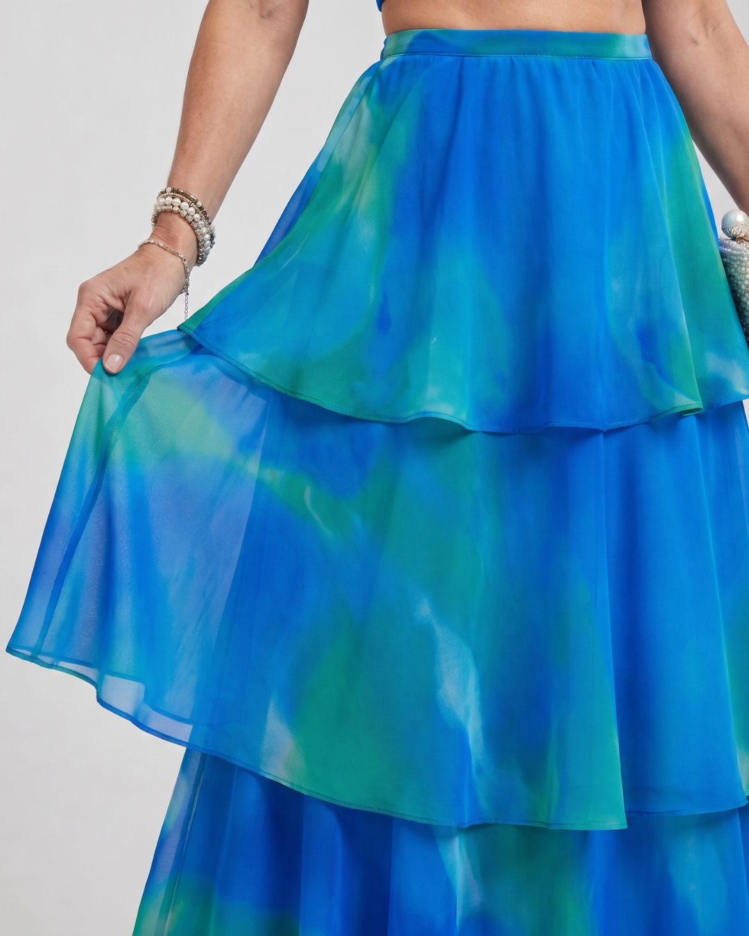 Mique | Natuurlijke Bloemen Halter Cutout Laagjes Maxi Jurk