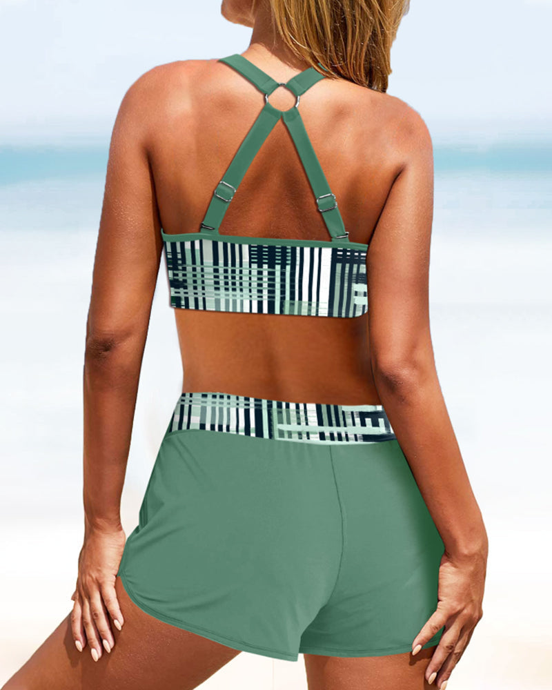 Janette - Hoge taille gestreepte bikini