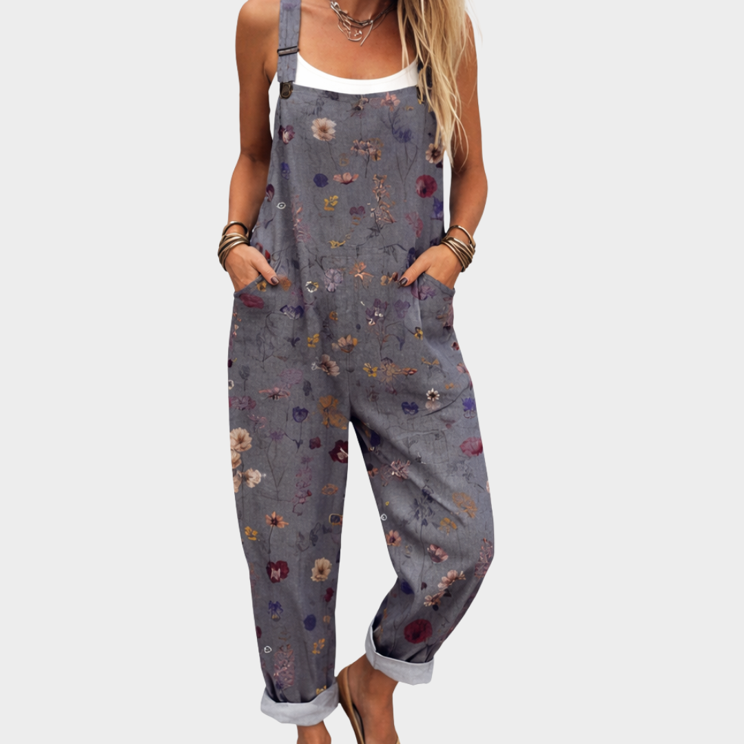 Sanne Linnen Jumpsuit met Bloemenprint