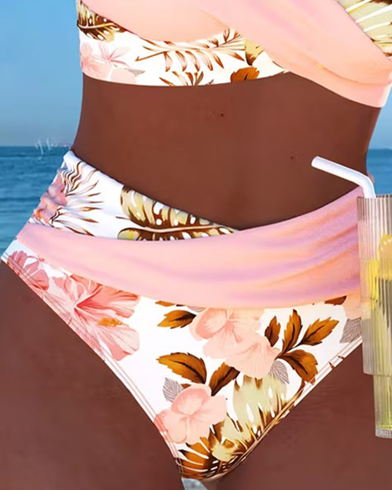 Bikini met Contrasterende Bloemenprint