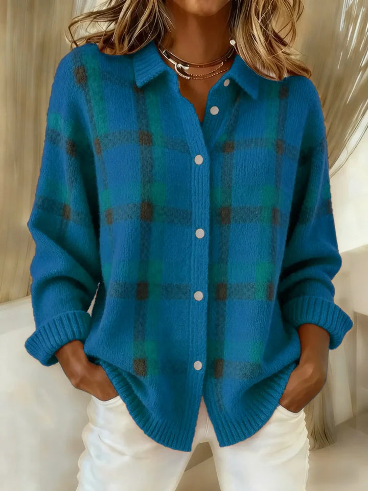 Emily – Geruite Gebreide Blouse