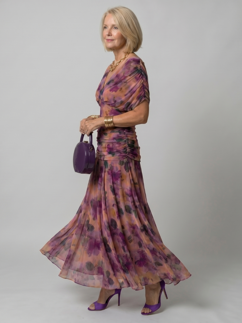 Calen | Off Shoulder Flow Midi Jurk