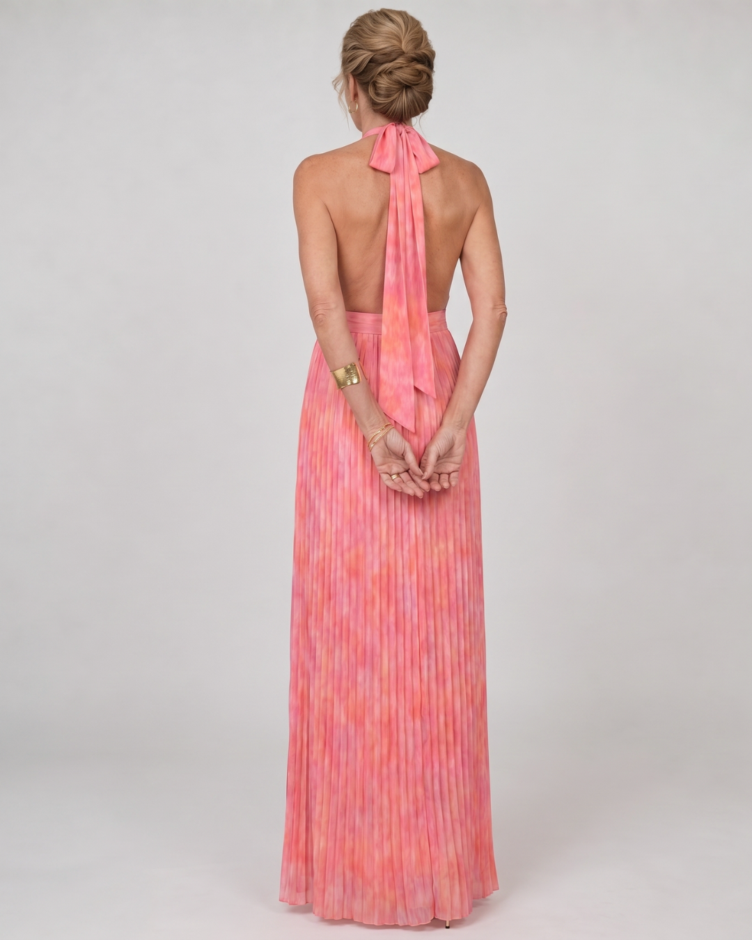 Serah | Geplooide Halter Nek Mouwloze Maxi Jurk