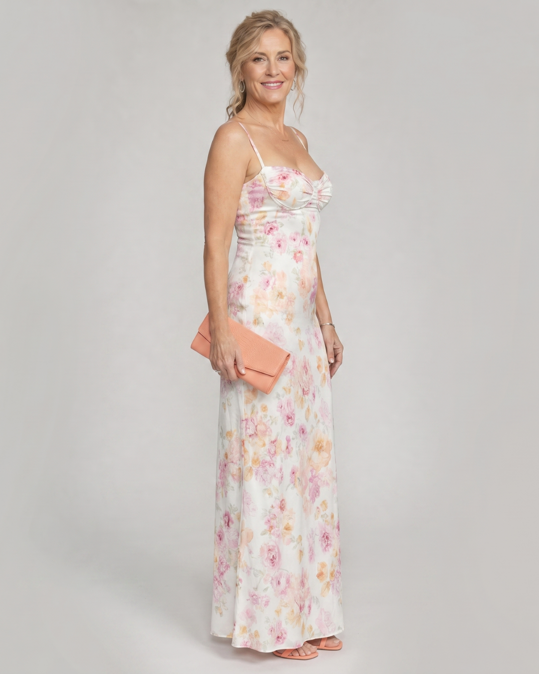 Colia | Zachte Bloemen Strapless Bodycon Maxi Jurk