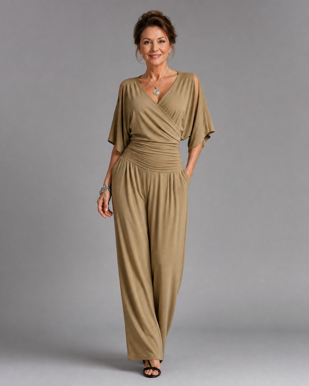 Nyxara | Koude Schouder Wrap Taille Relaxed Jumpsuit