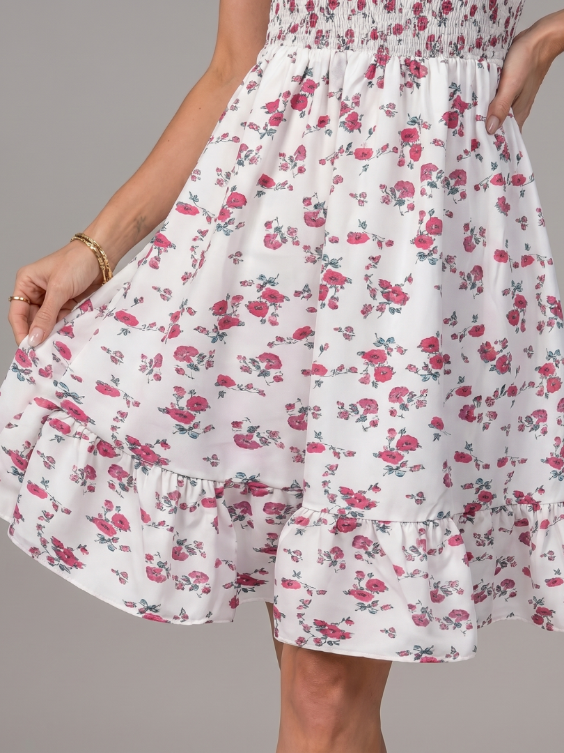 Rosabelle | Spaghetti Bandjes Bloemenprint Jurk tot de Knie