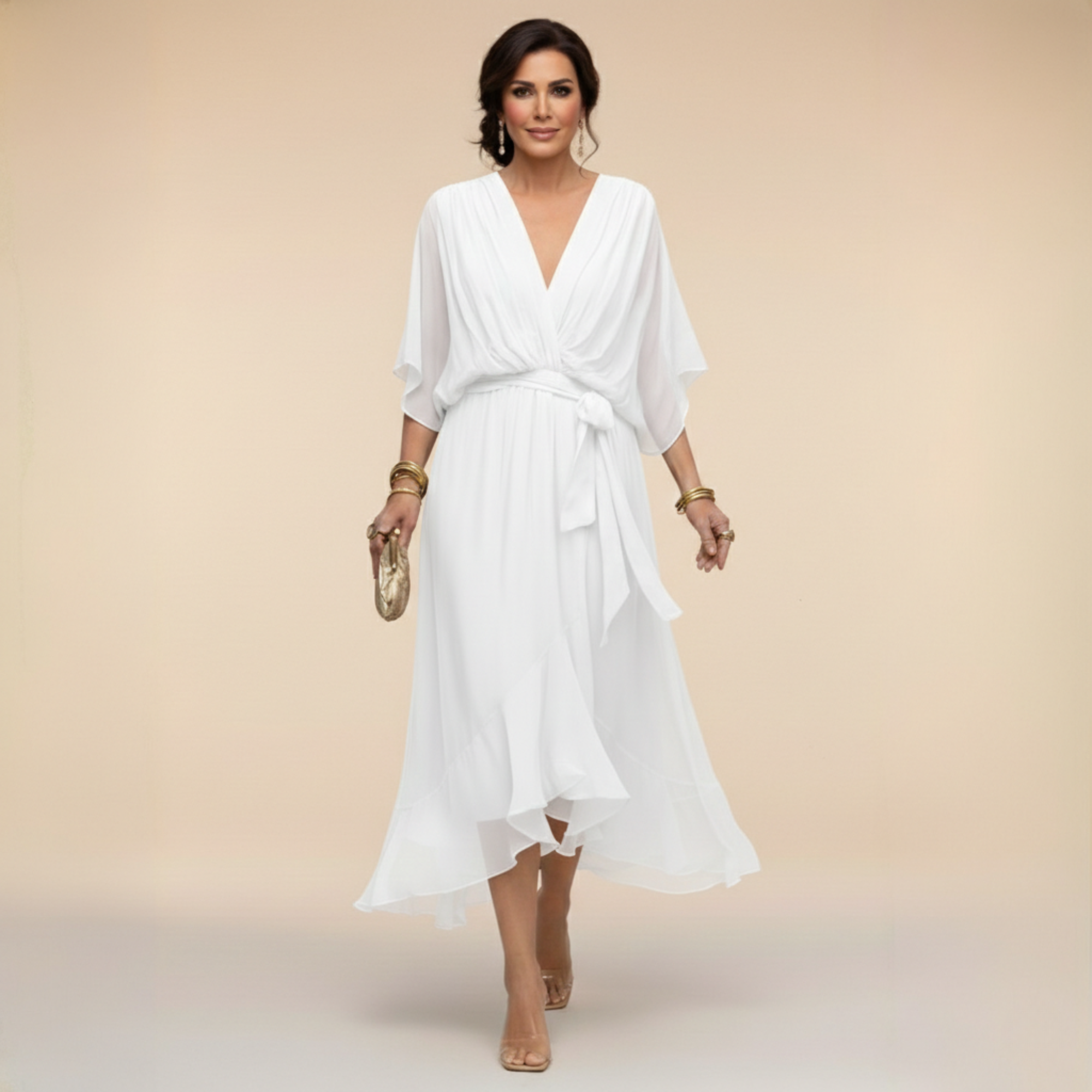 MARTA™ | CHIFFON JURK MET V-HALS