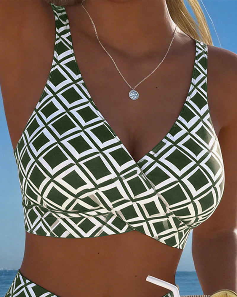 Bikini in Twee Stukken Met Bh Snit En Diamantmotief