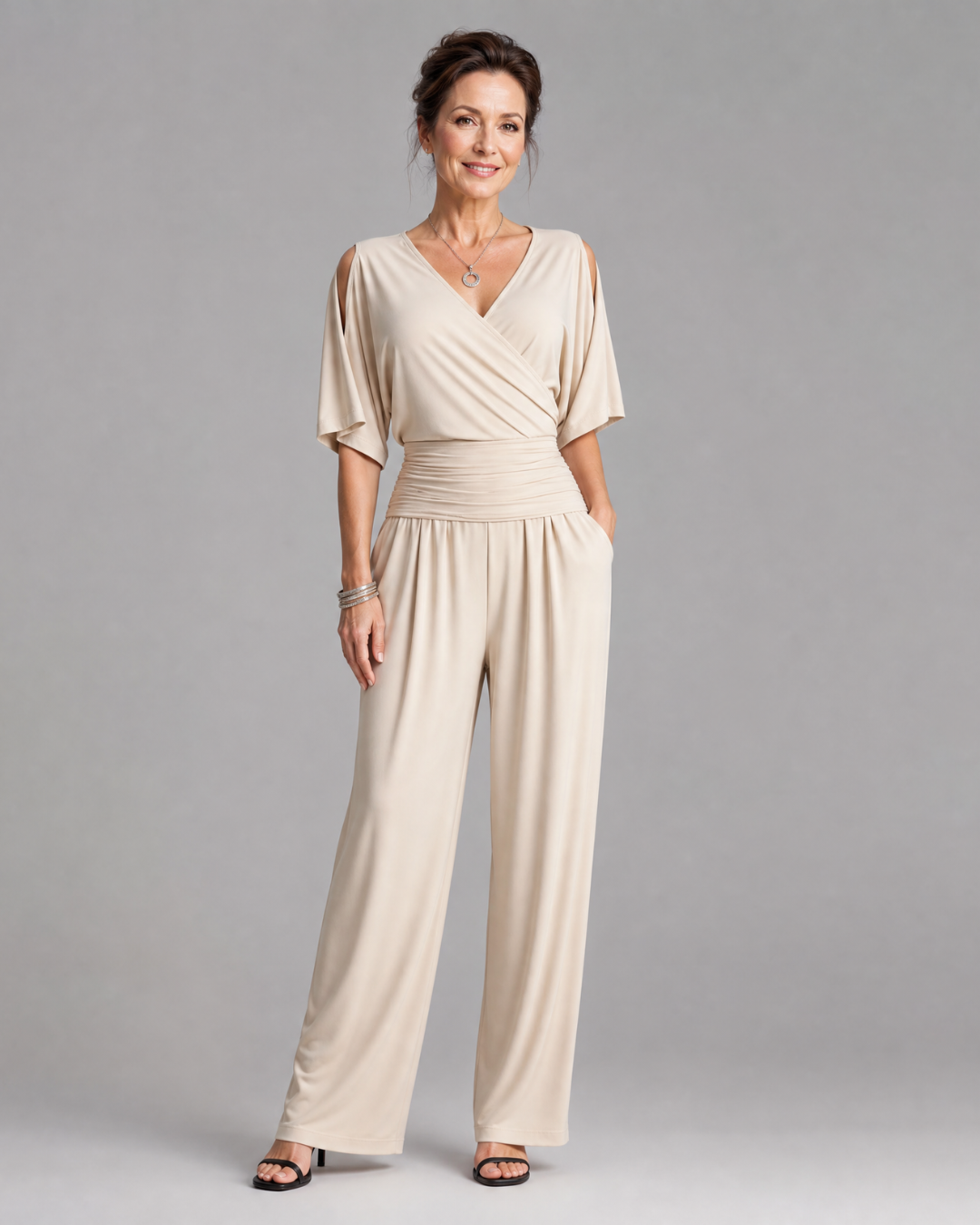 Nyxara | Koude Schouder Wrap Taille Relaxed Jumpsuit