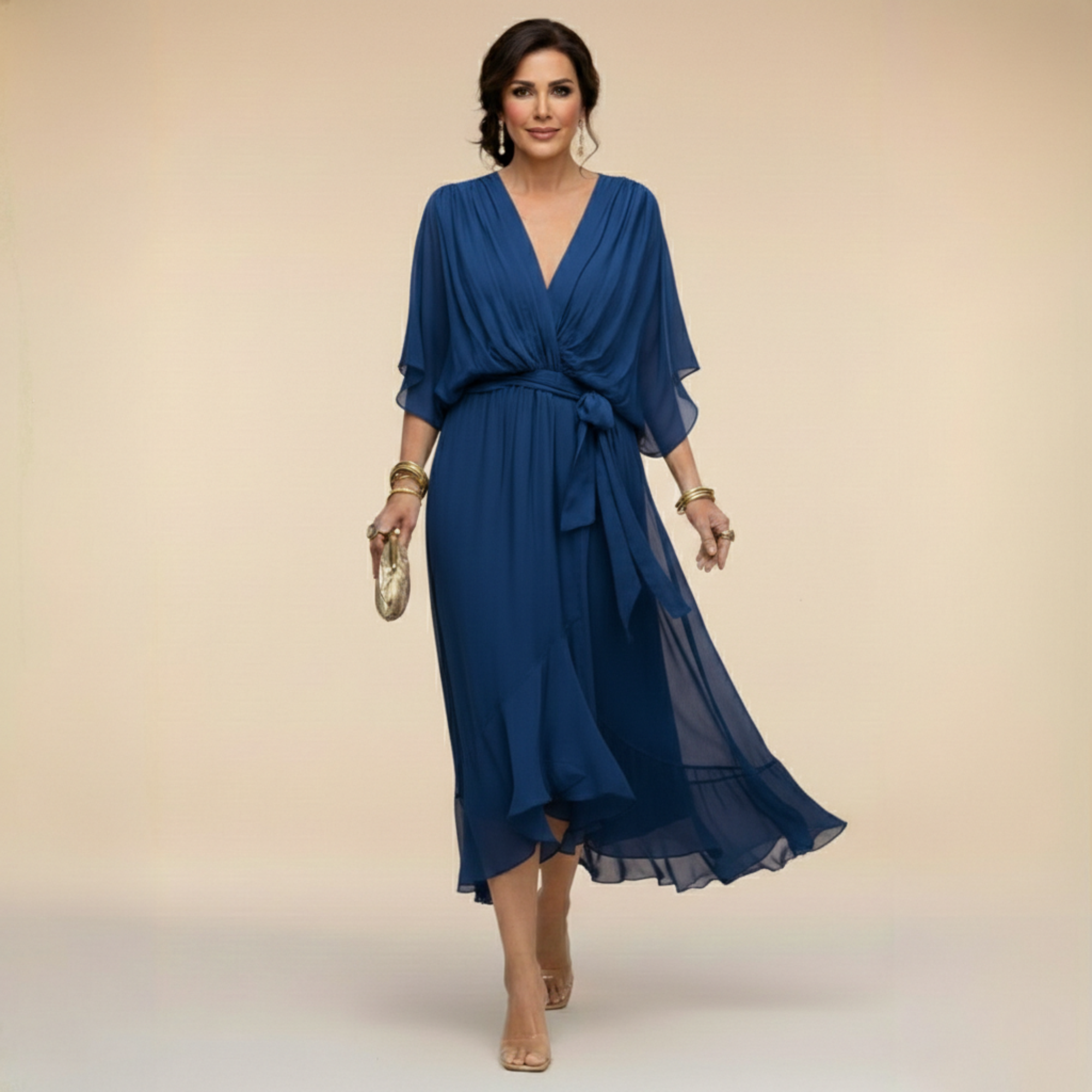 MARTA™ | CHIFFON JURK MET V-HALS