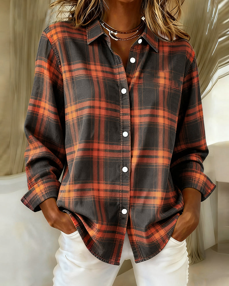 Shirt met Ruitpatroon en Ingesneden Kraag