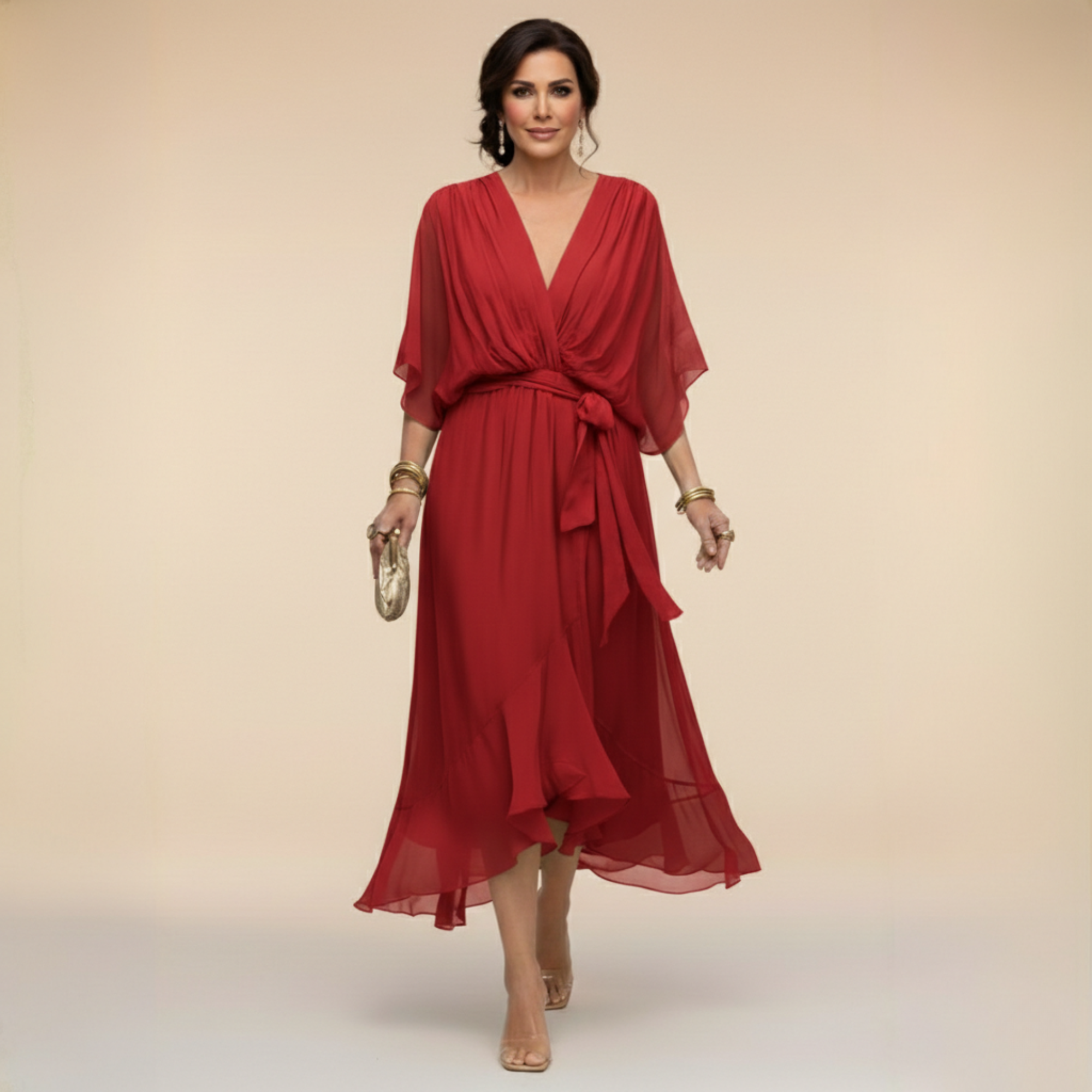 MARTA™ | CHIFFON JURK MET V-HALS