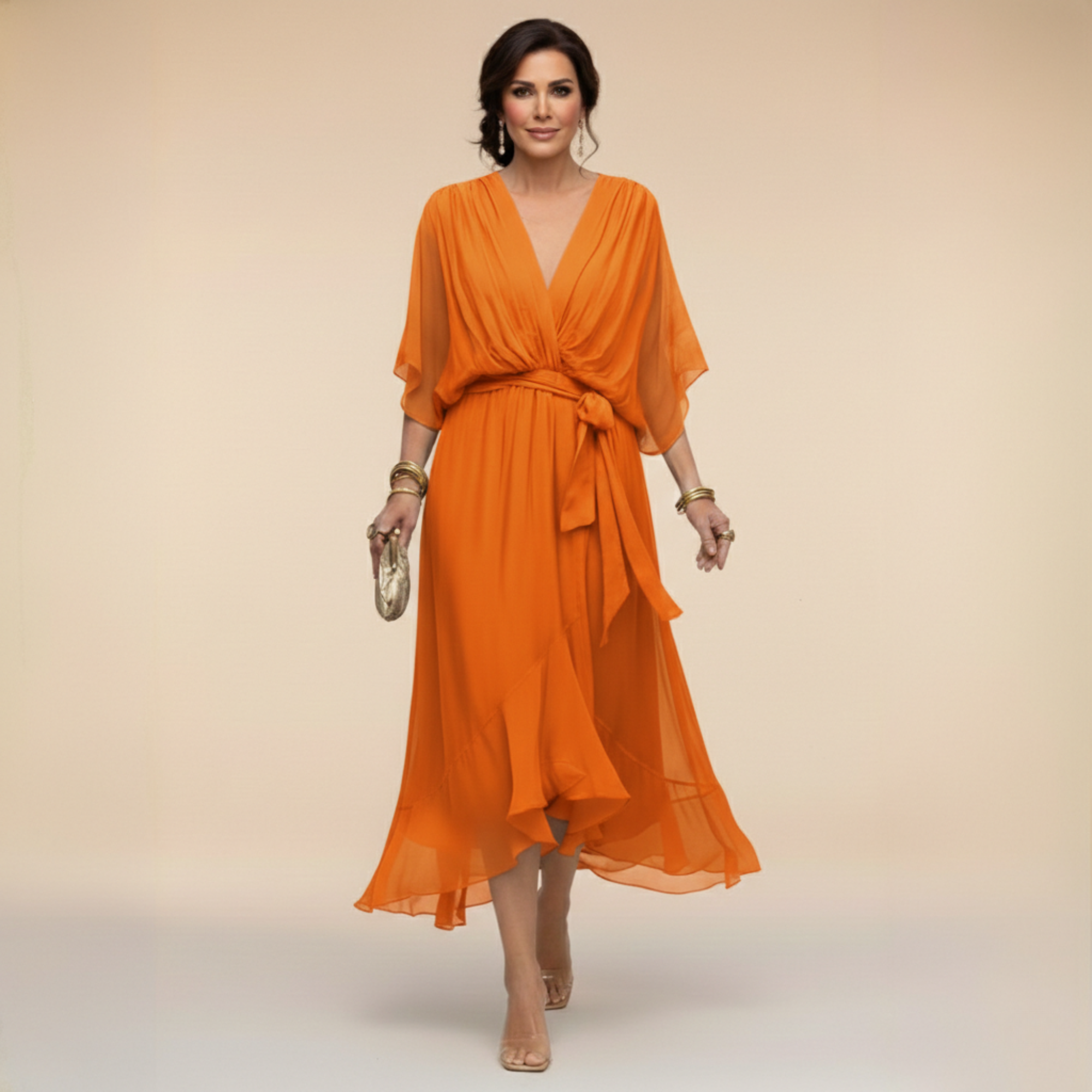 MARTA™ | CHIFFON JURK MET V-HALS