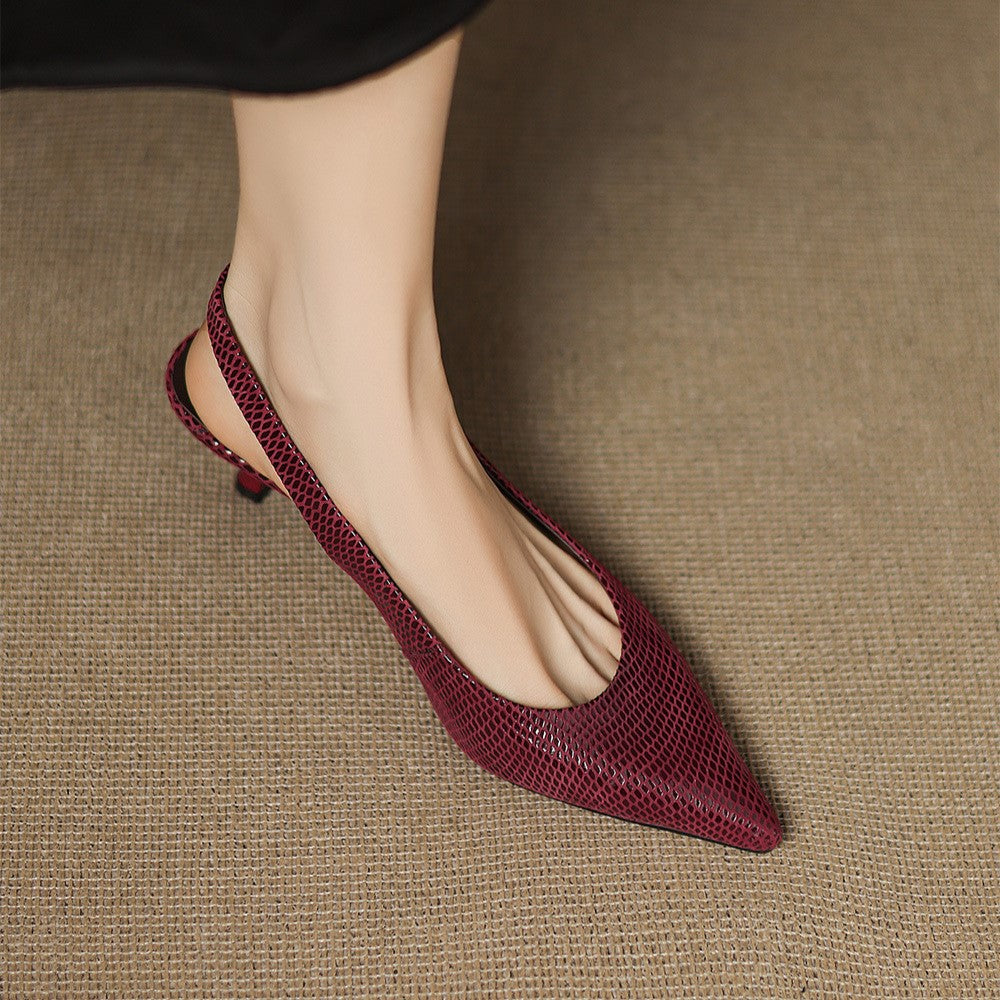 Céliane Puntige Leren Slingback Hakken
