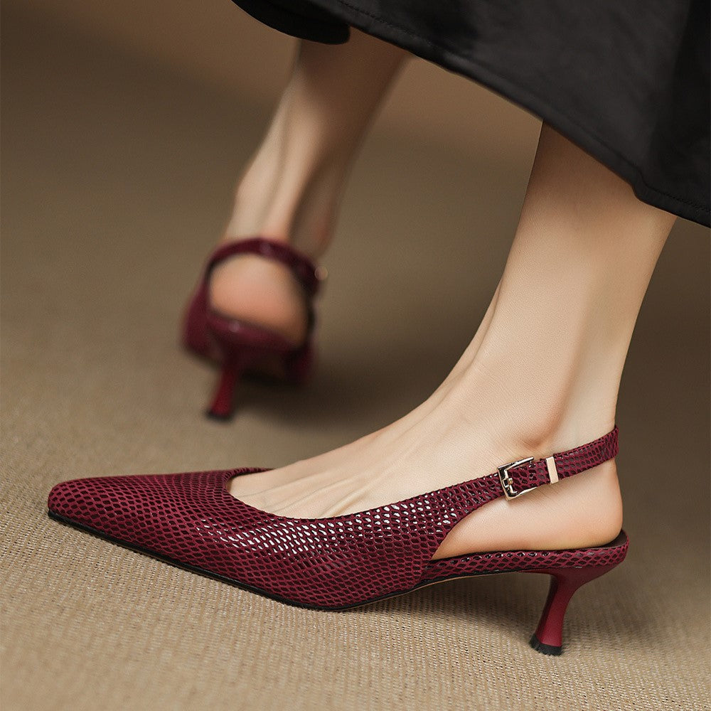Céliane Puntige Leren Slingback Hakken