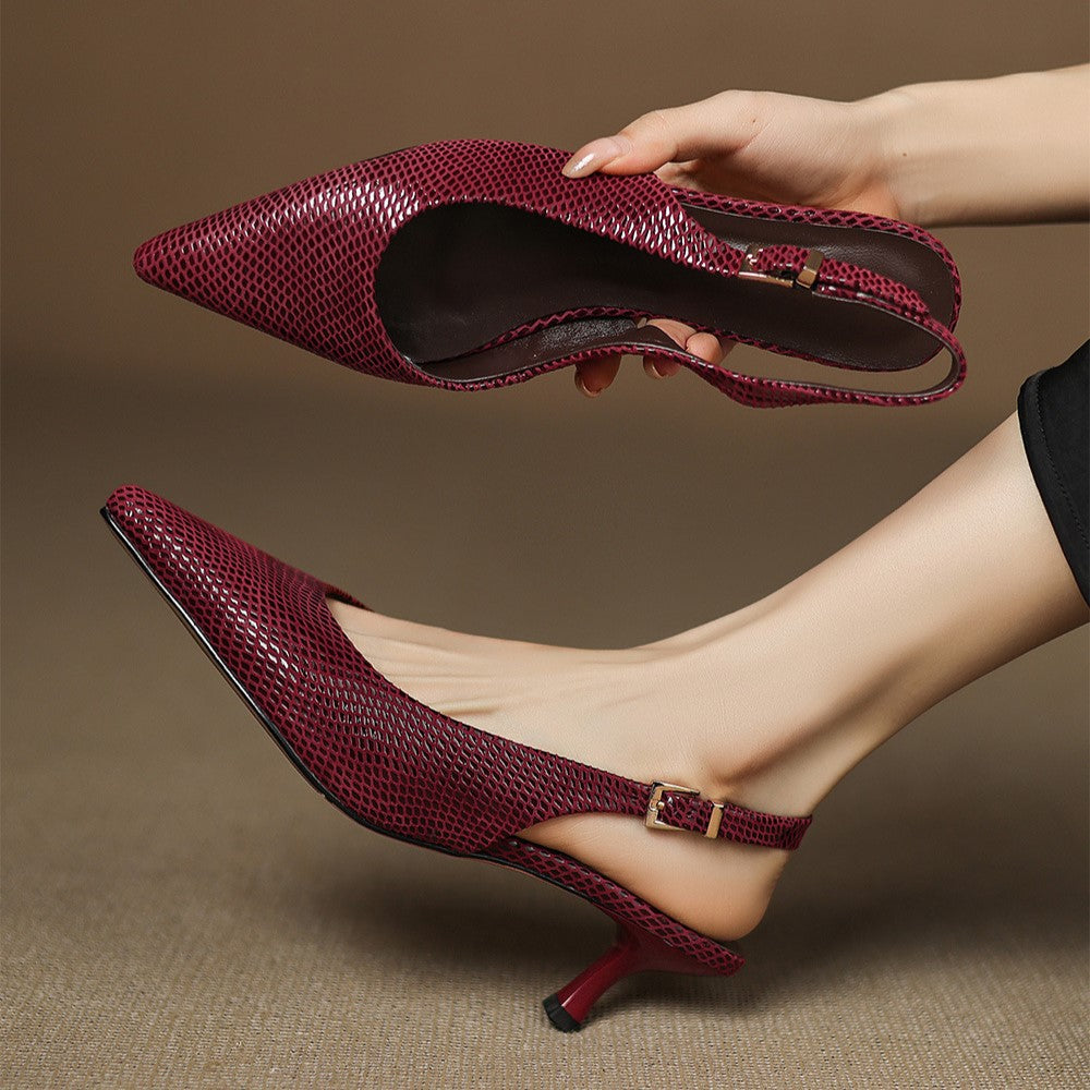 Céliane Puntige Leren Slingback Hakken
