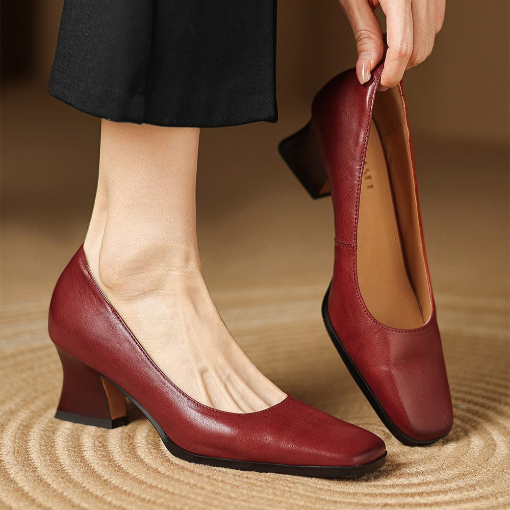 Oriel Leren Vierkante Hakken