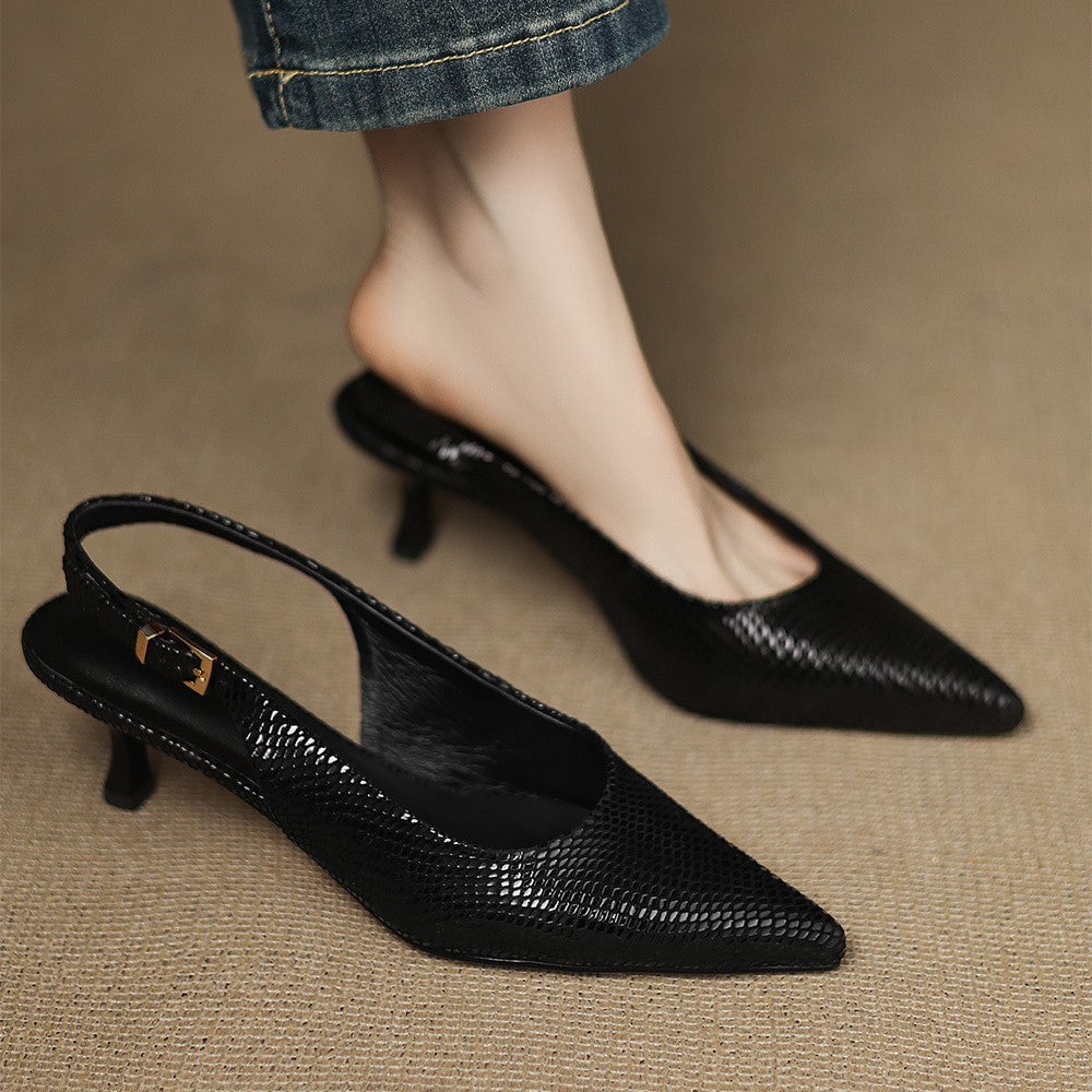 Céliane Puntige Leren Slingback Hakken