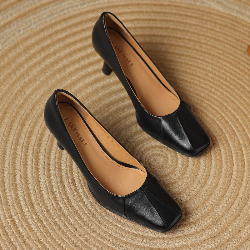 Marisol Leren Vierkante Pumps