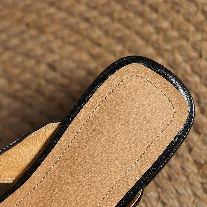 Rosel Vierkante Neus Leren Mules