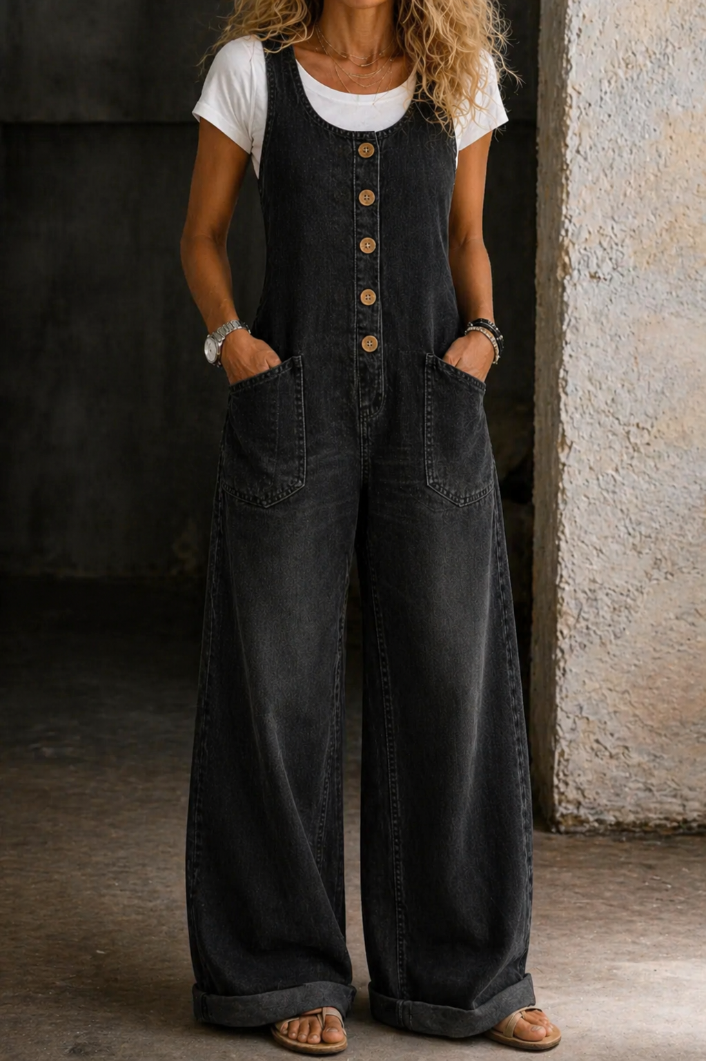 Bethany | Vintage Gewassen Katoenen Denim Overalls