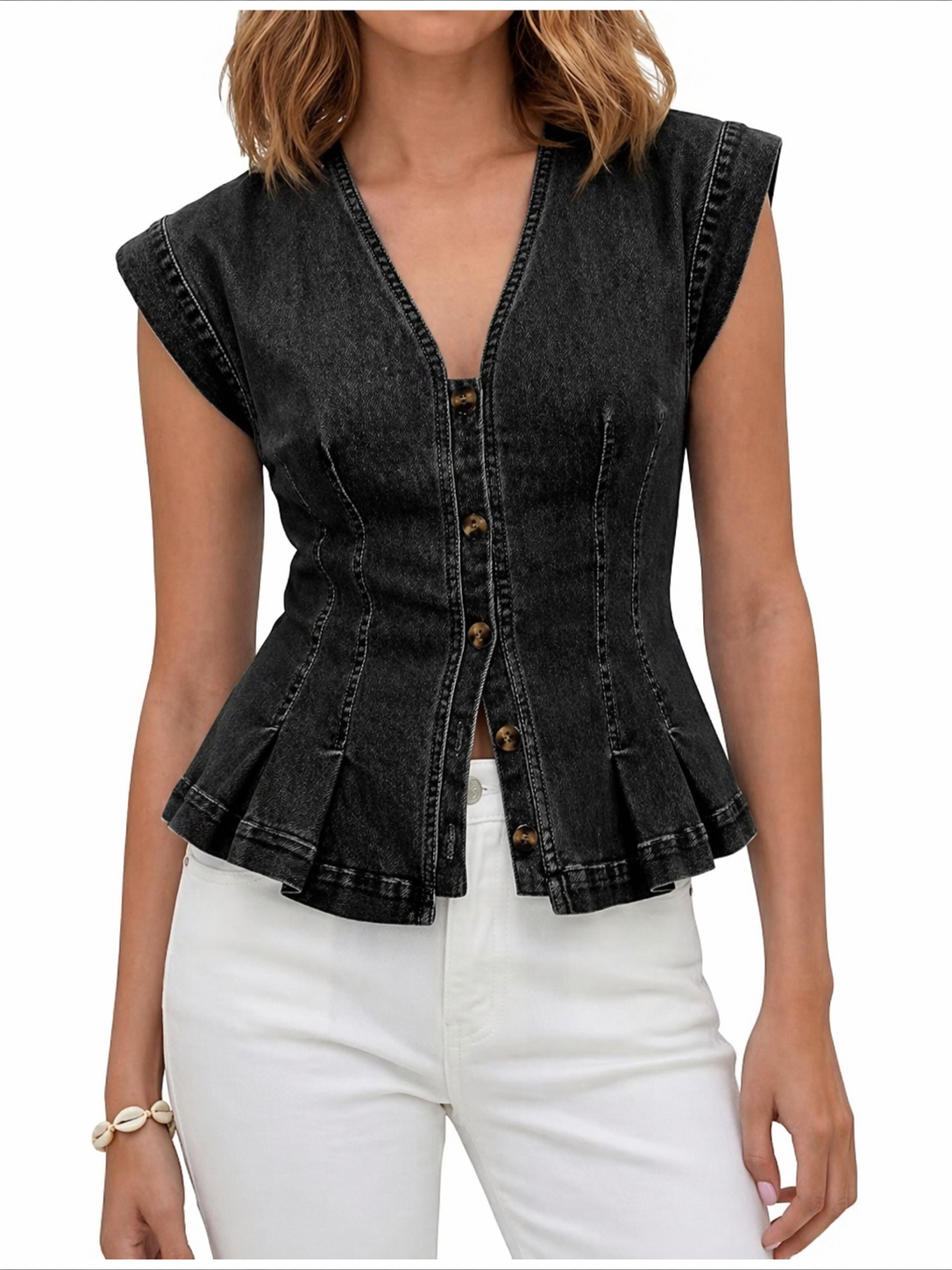 Viera | V-hals Denim Top