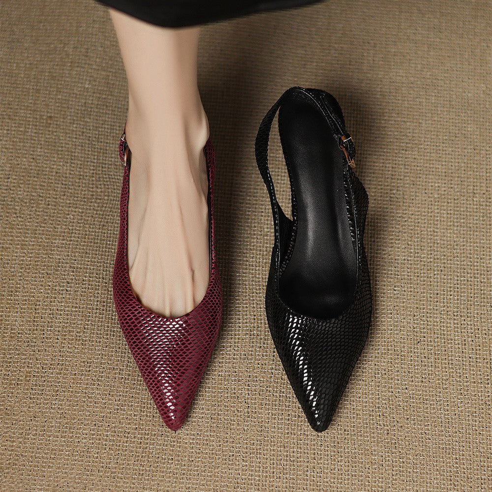 Céliane Puntige Leren Slingback Hakken