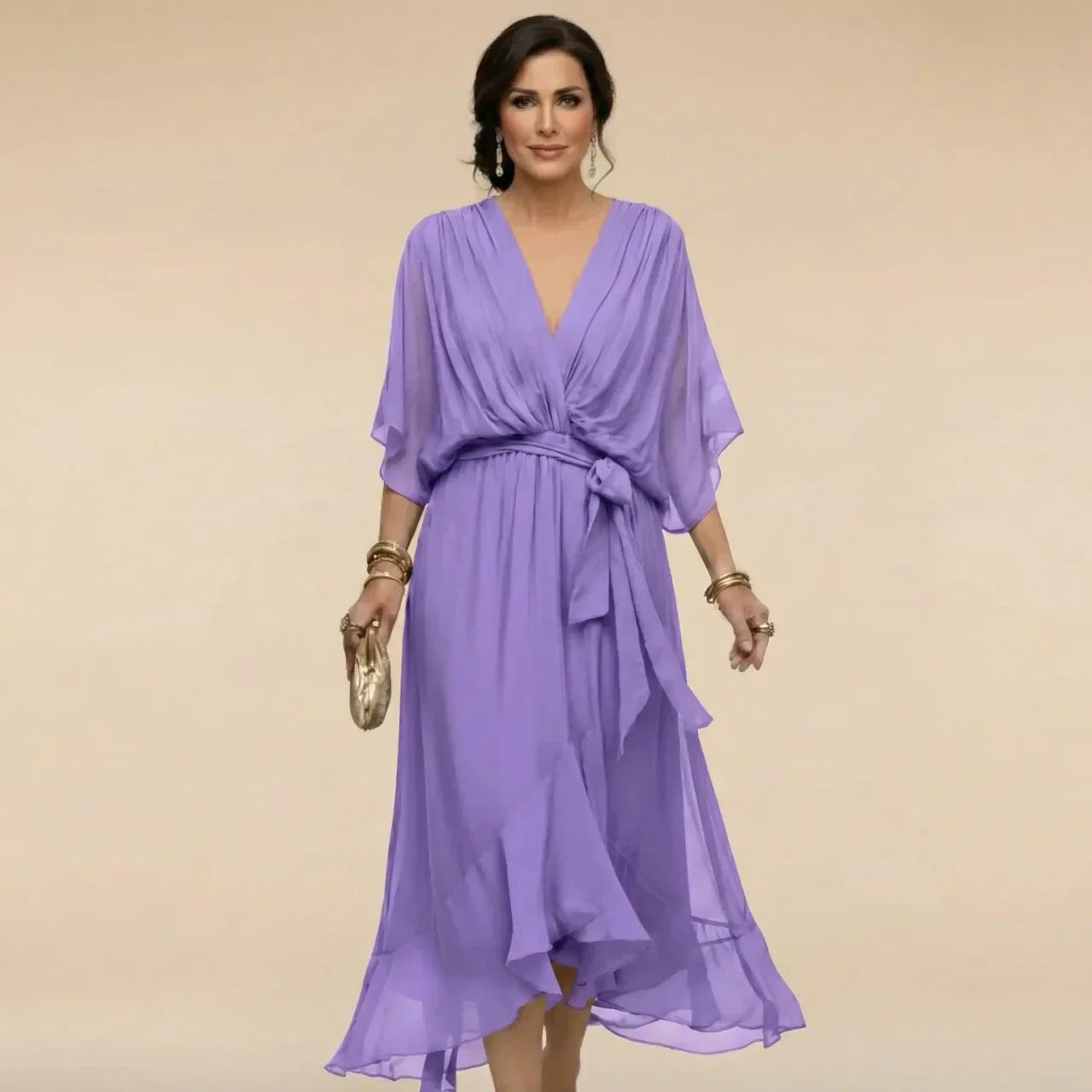 MARTA™ | CHIFFON JURK MET V-HALS