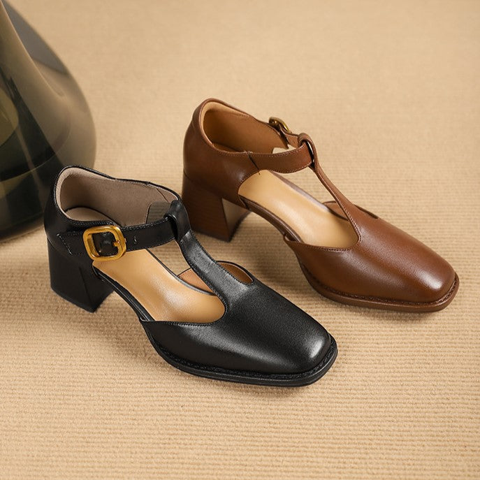 Marcele T-Strap Leren Pumps