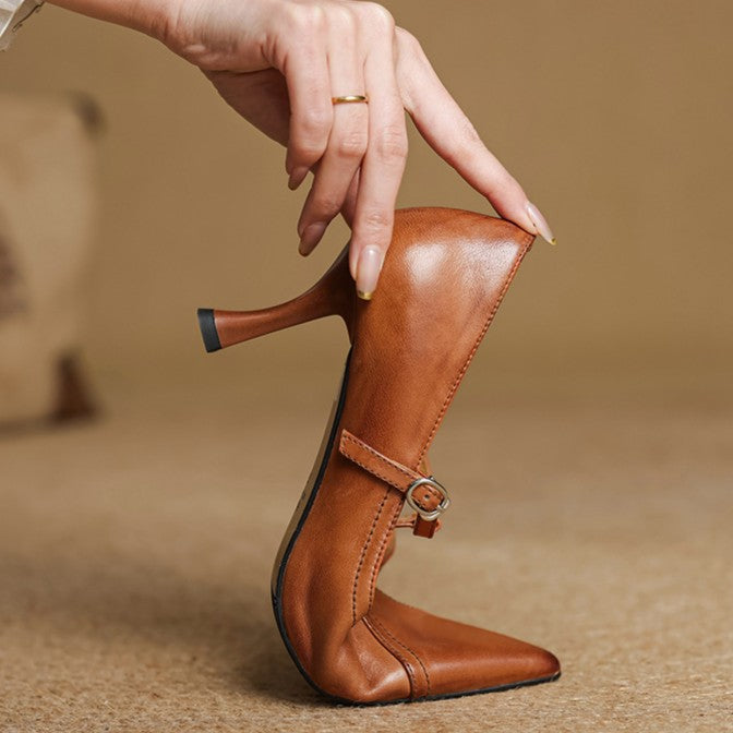 Aveline Leren T-strap Pumps