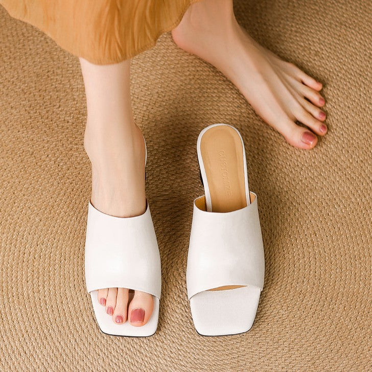 Virelle Curve Leren Mule Hakken