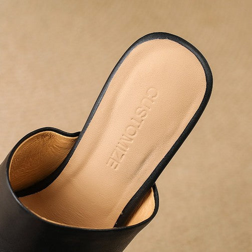Virelle Curve Leren Muiltjes Hakken