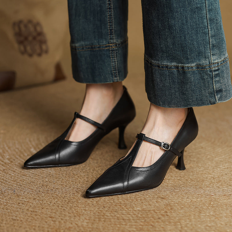 Aveline Leren T-band Pumps