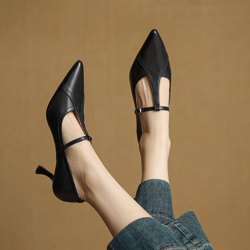 Aveline Leren T-strap Pumps