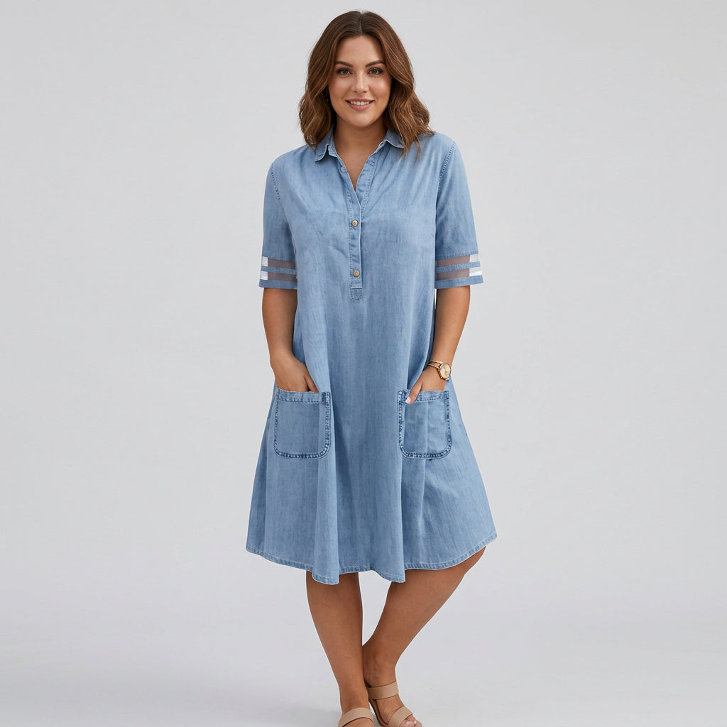 Saoirse - Figuurvriendelijke Denim Jurk