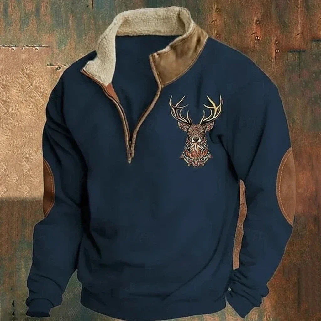 Roan | Pull Demi Zip Brodé Casual