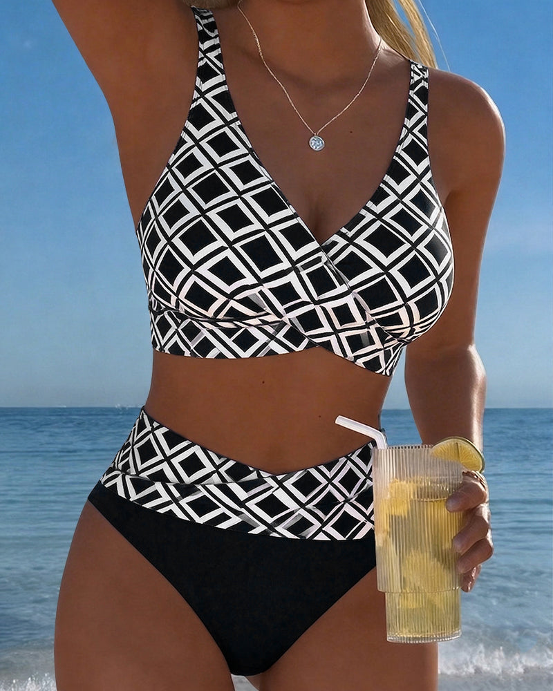 Bikini in Twee Stukken Met Bh Snit En Diamantmotief