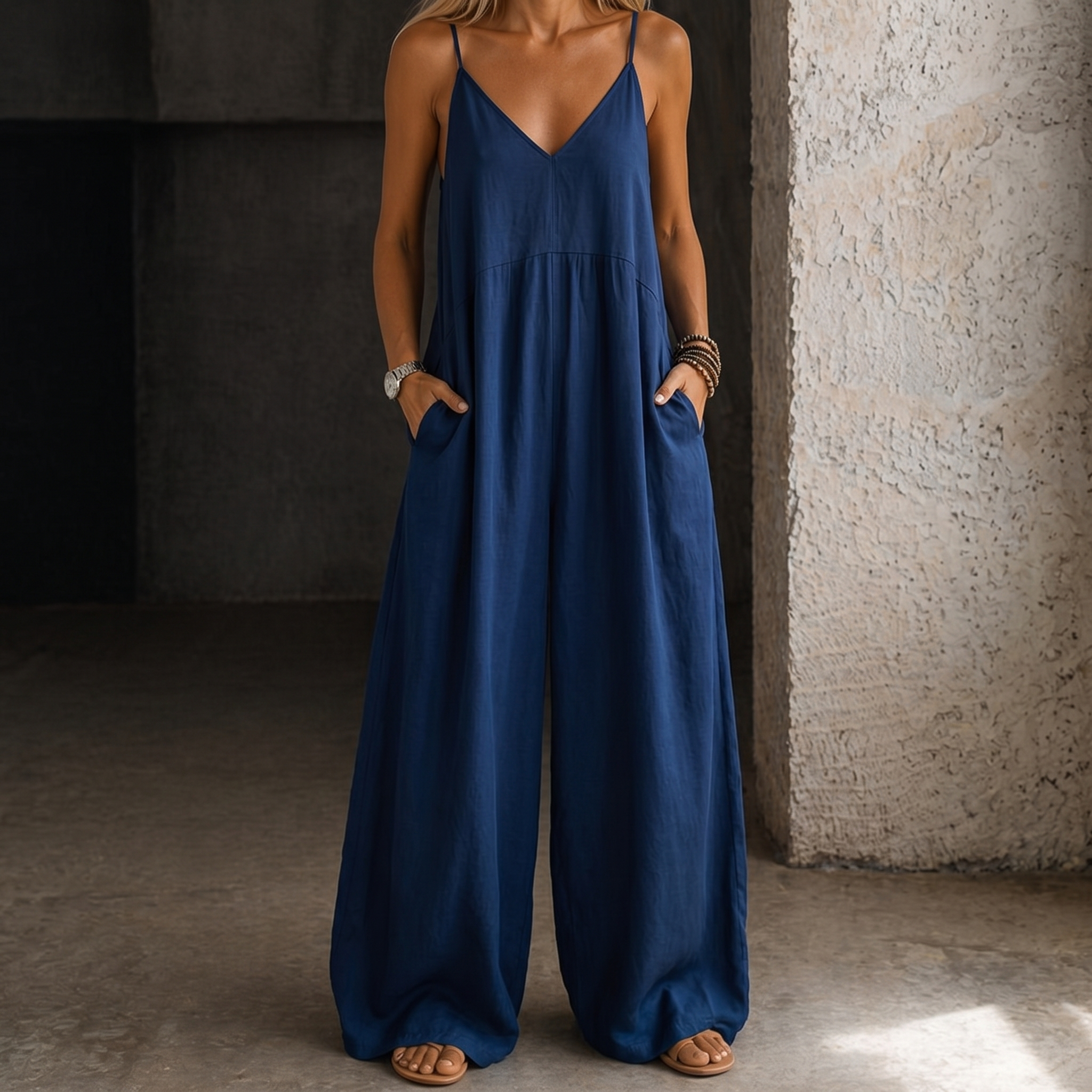 Madison | Denim Wijde Pijpen Jumpsuit