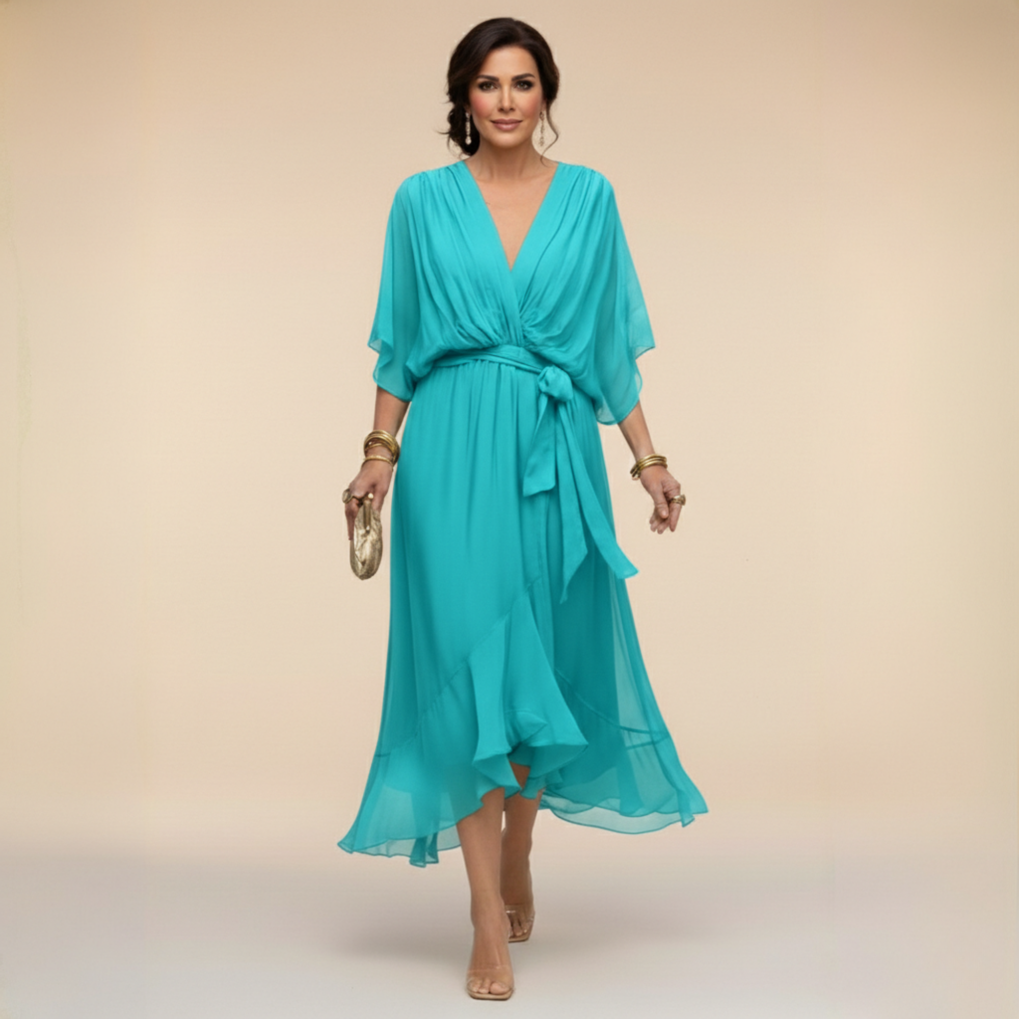 MARTA™ | CHIFFON JURK MET V-HALS