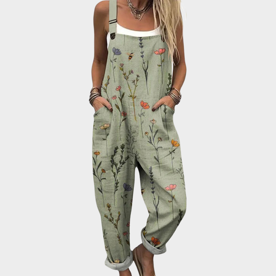 Sanne Linnen Jumpsuit met Bloemenprint