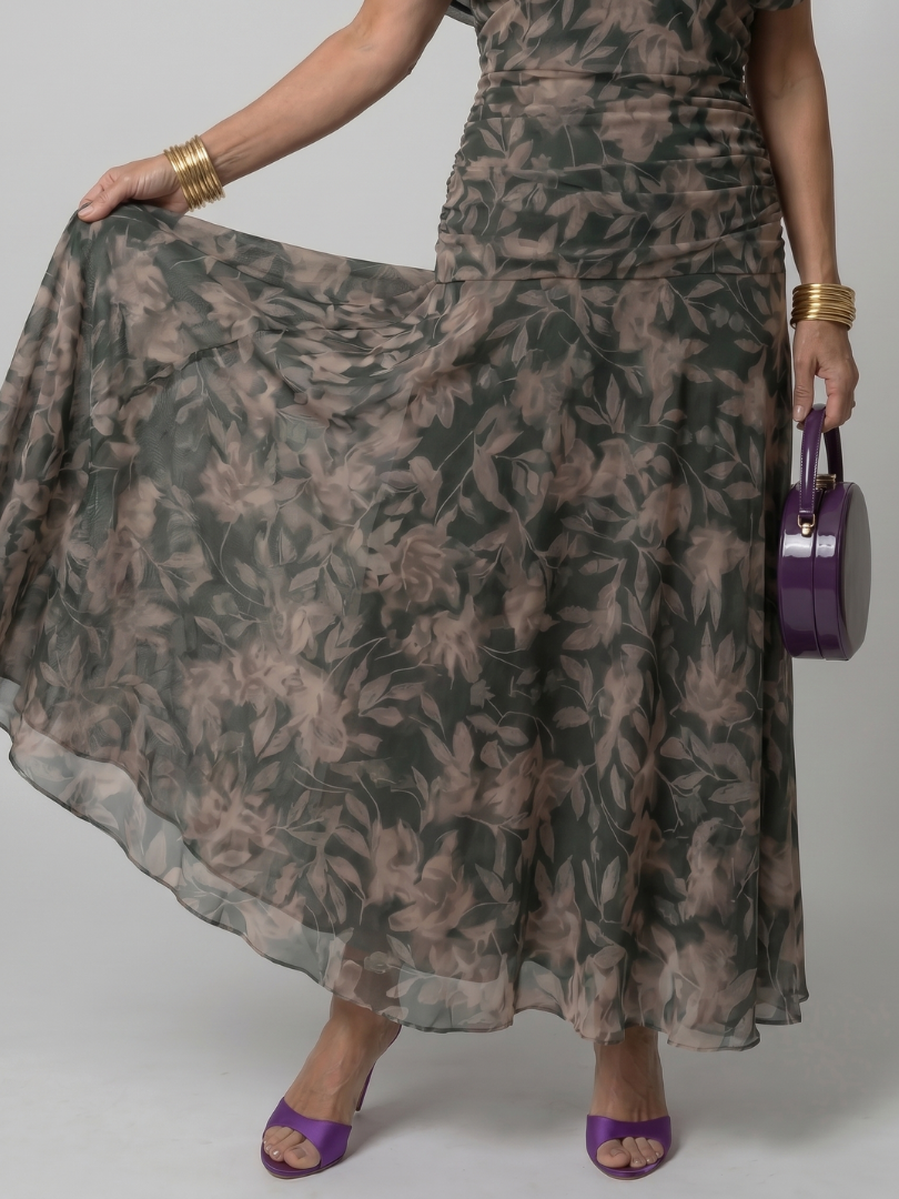 Calen | Off Shoulder Flow Midi Jurk